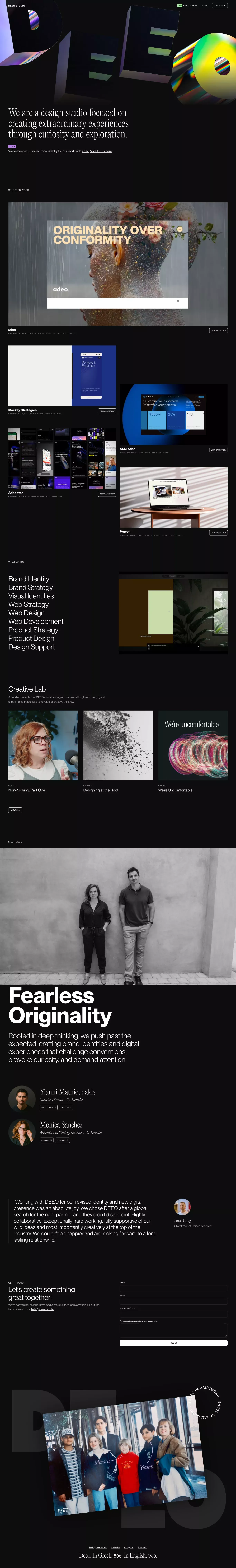 Deeo Studio - Brand, web, and digital ex portfolio page screenshot showcasing Design and Tech design