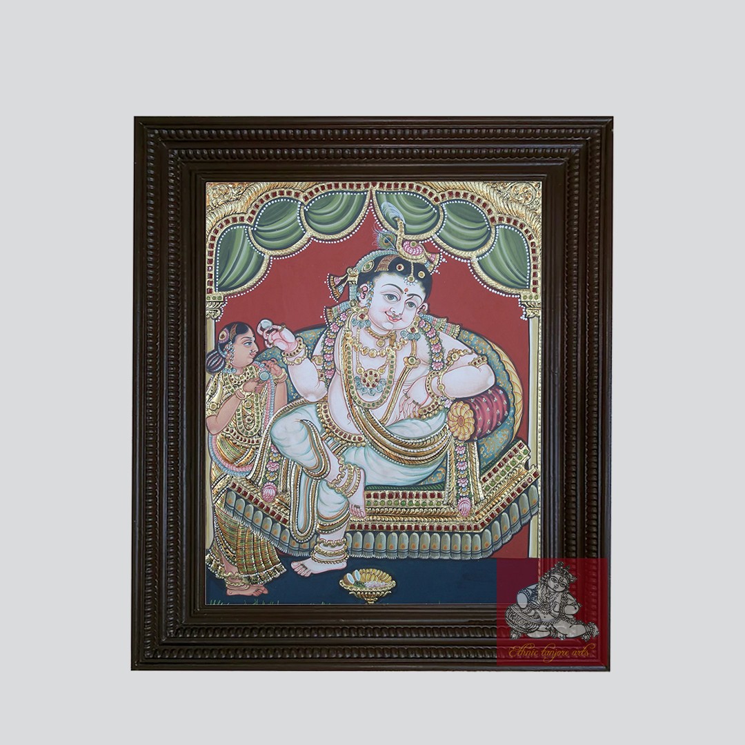 Antique Dhabar Krishna Tanjore Painting