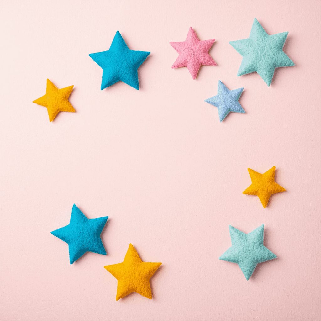 product photography of felt star shapes