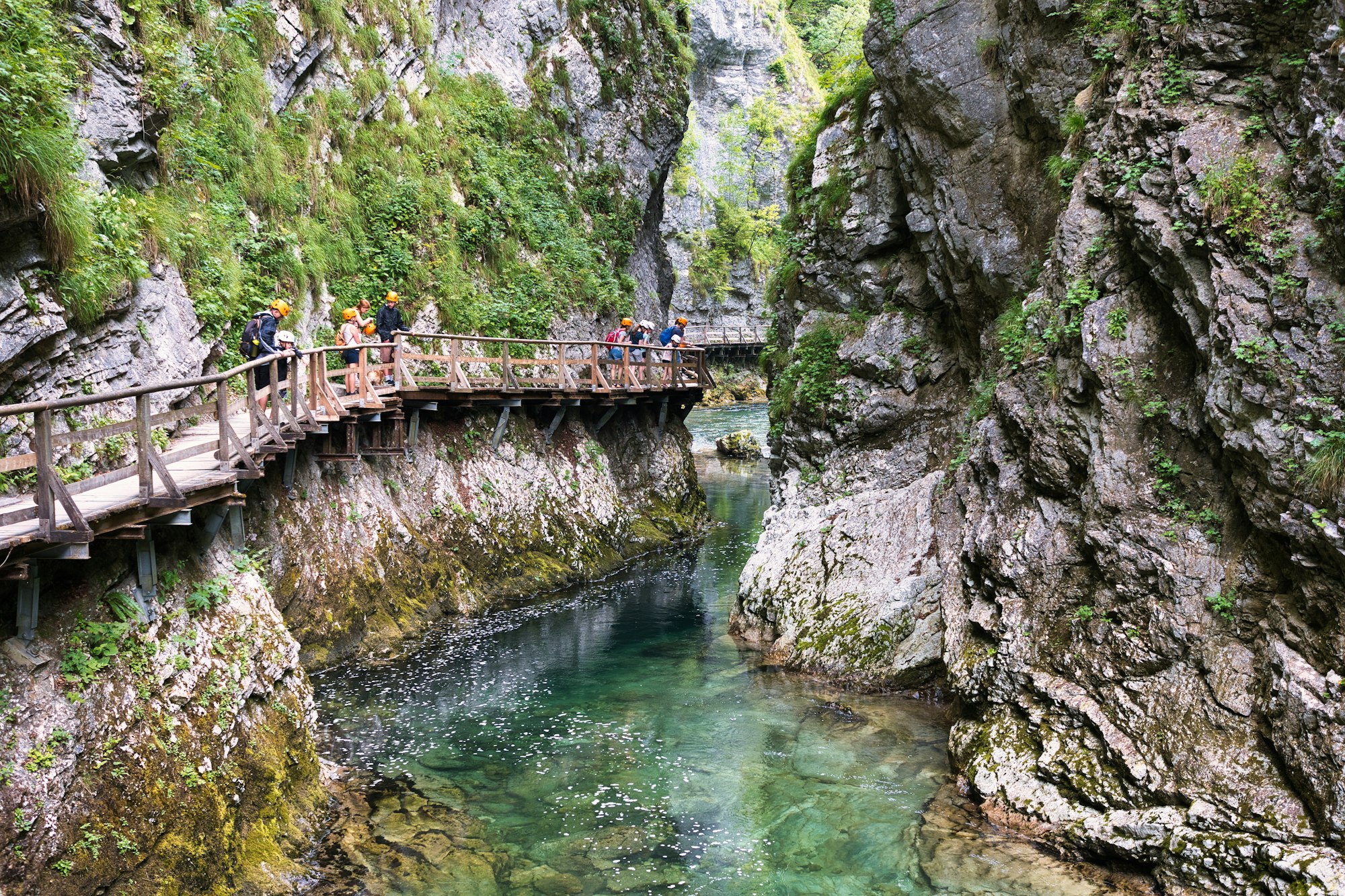 Wooden walkways over the river