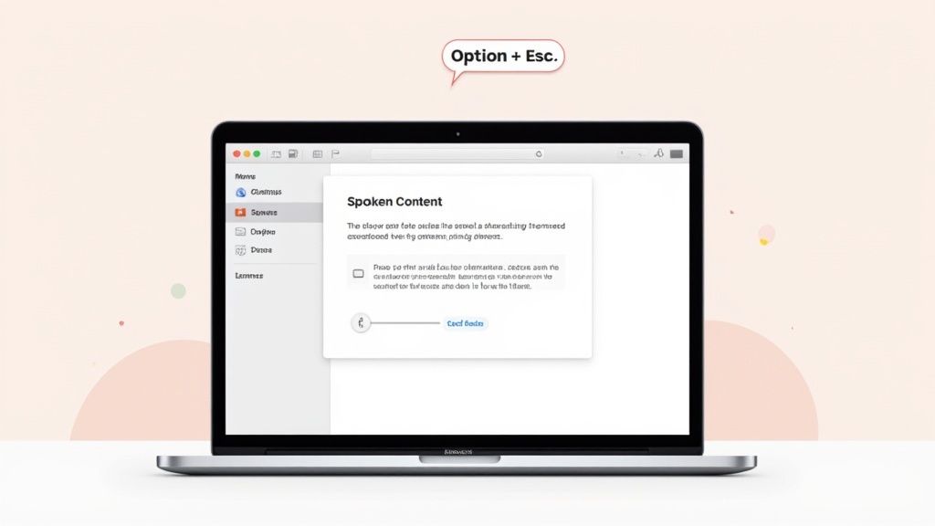 A person using a MacBook, illustrating the ease of using text-to-speech features.