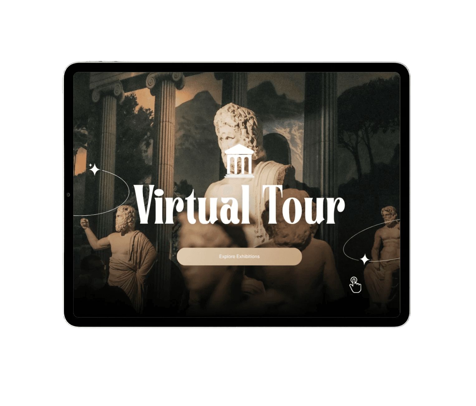 Interactive touch kiosk interfaces for museum virtual tours, giving users intuitive access to content and resources.