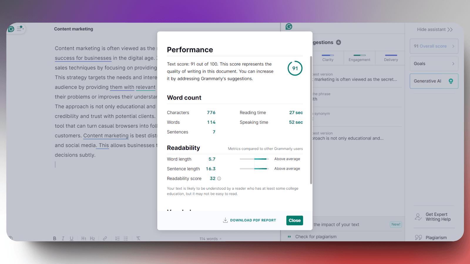 WordAI - content score