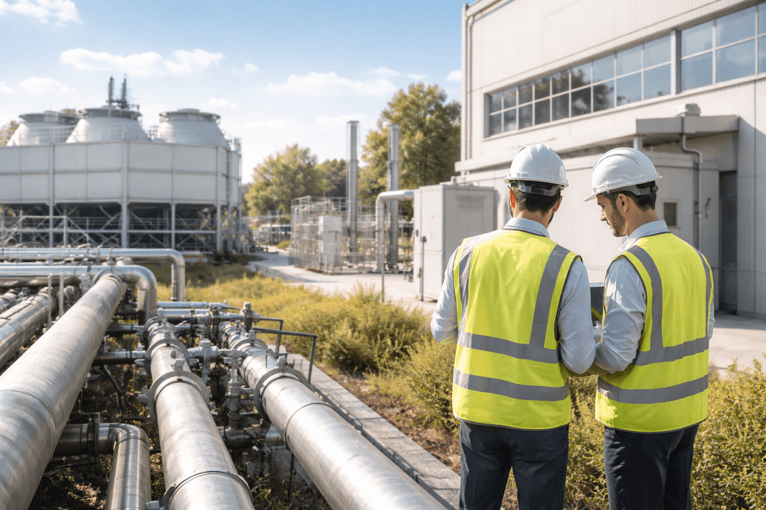 Ingénieurs inspectant les équipements de mesure d'énergie