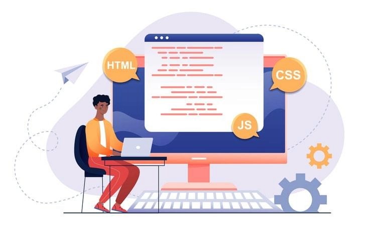 A diagram illustrating the combined usage of HTML, CSS, and JavaScript in web development.