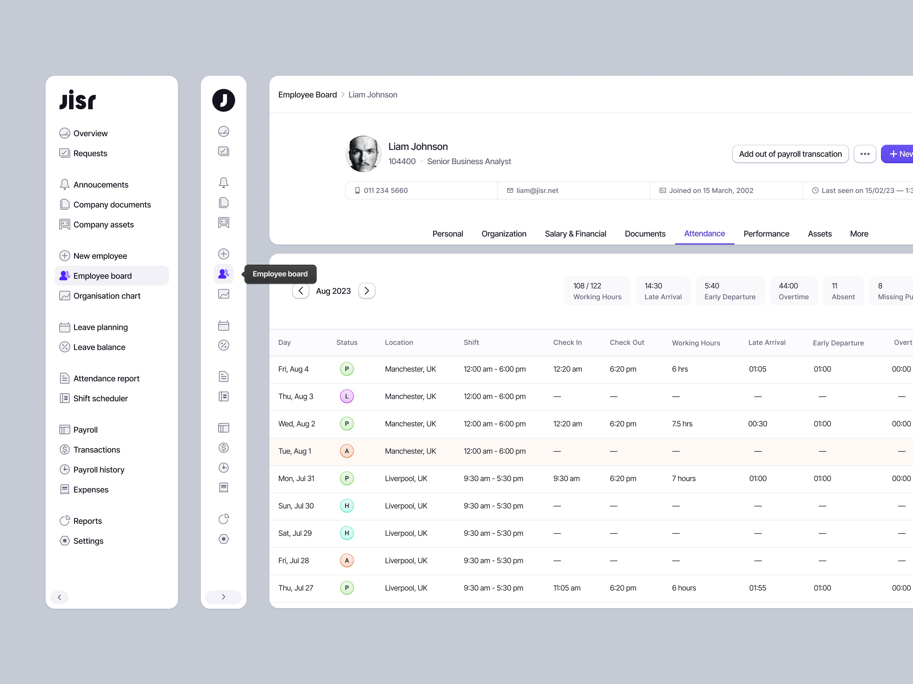 Jisr side menu with expanded and compact view. Side menu UI design