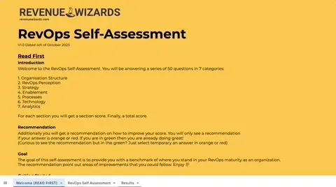 Preview of RevOps Organization Self-Assessment Template