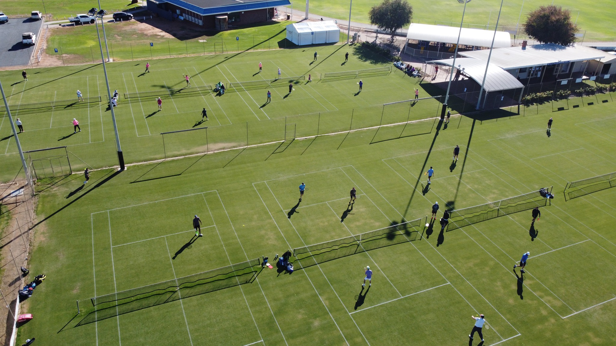 Aerial View of Tennis Players