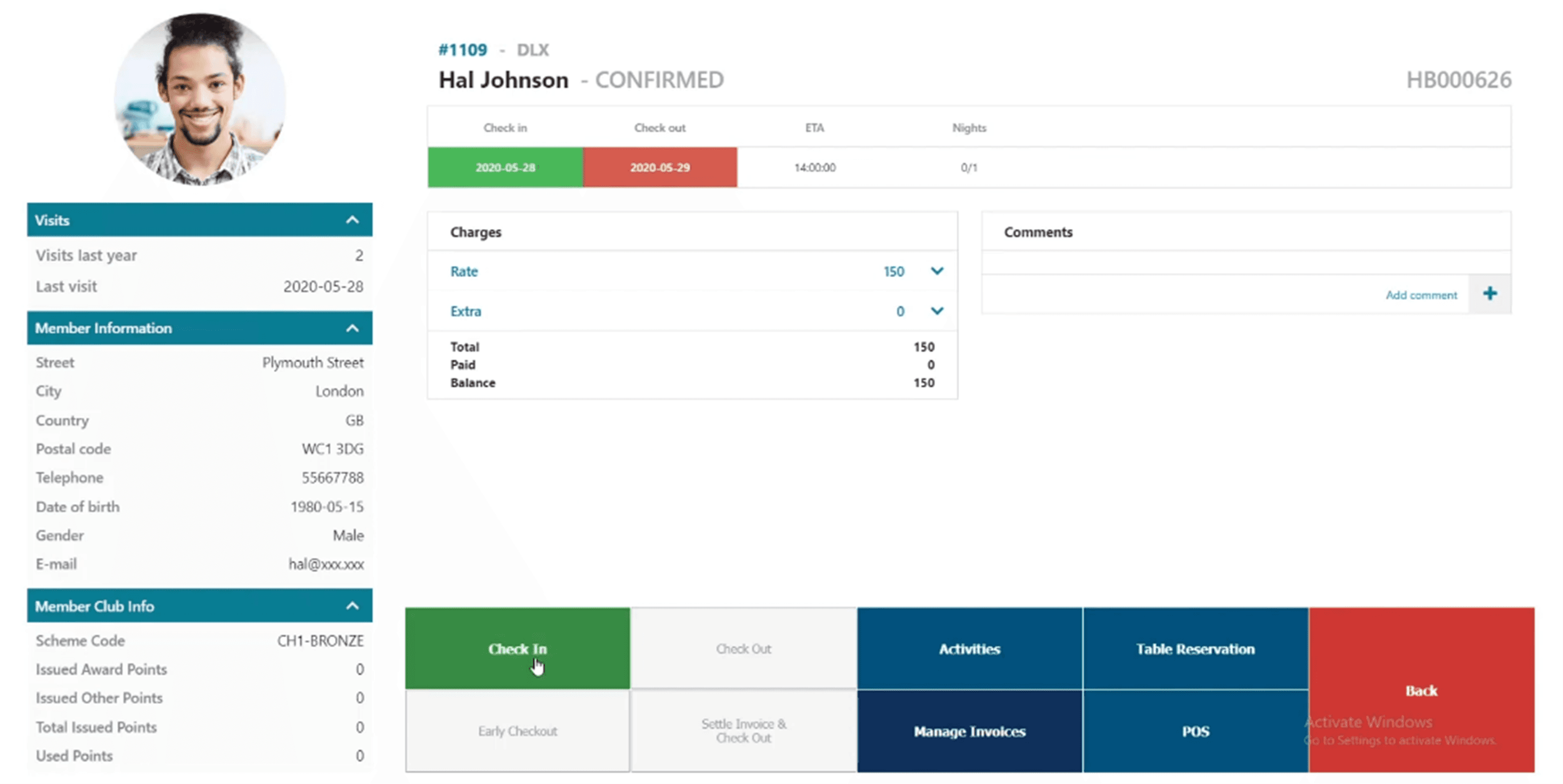 PMS & Reservations dashboard screeshot