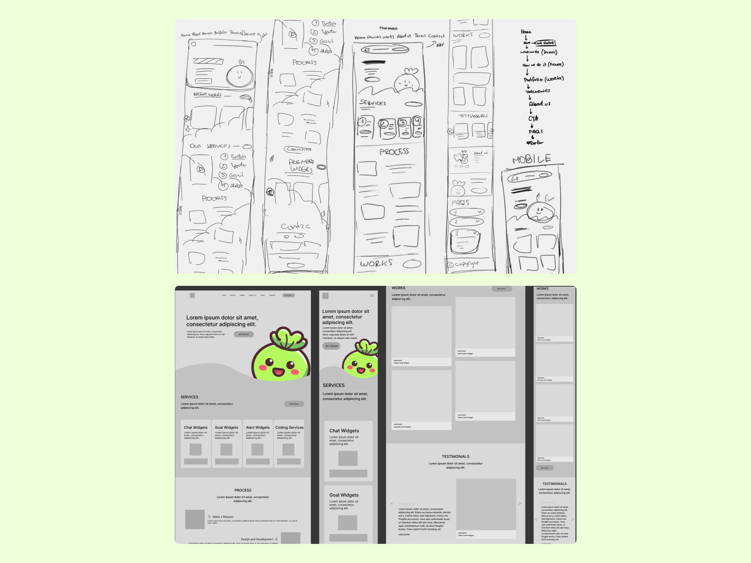 Wasabi Studio site sketches & wireframes