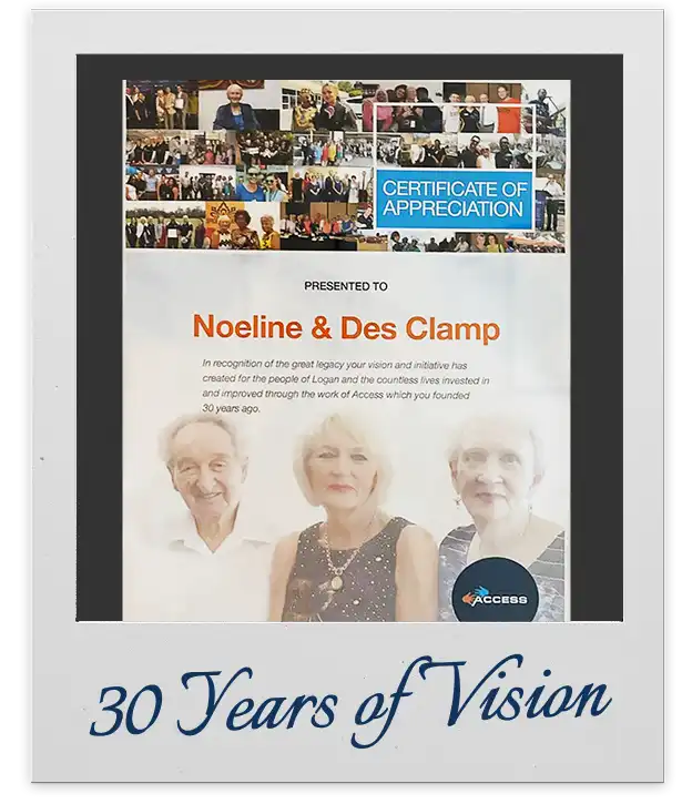 Noeline & Des Clamp certificate