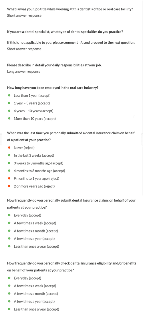 Screening questions document from original case study