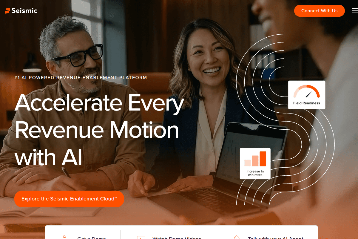 Seismic homepage, AI-powered revenue enablement cloud