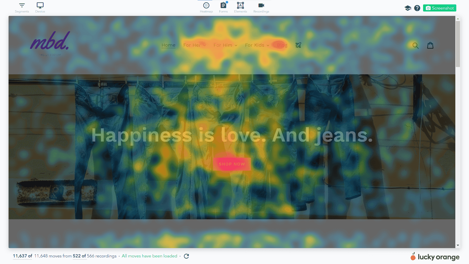 Lucky Orange heatmaps show where attention is going