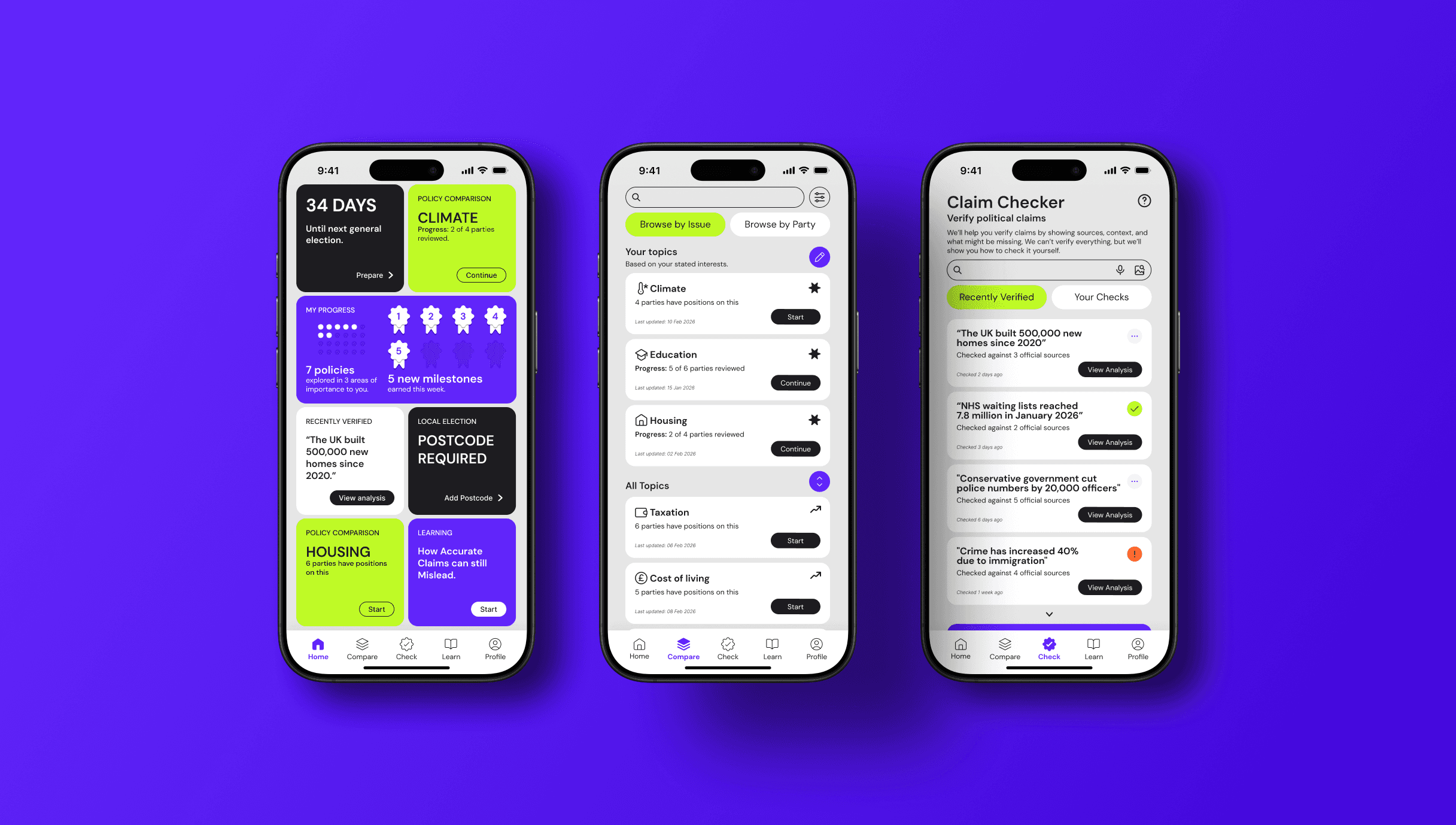 3 Nomos high fidelity app screens.