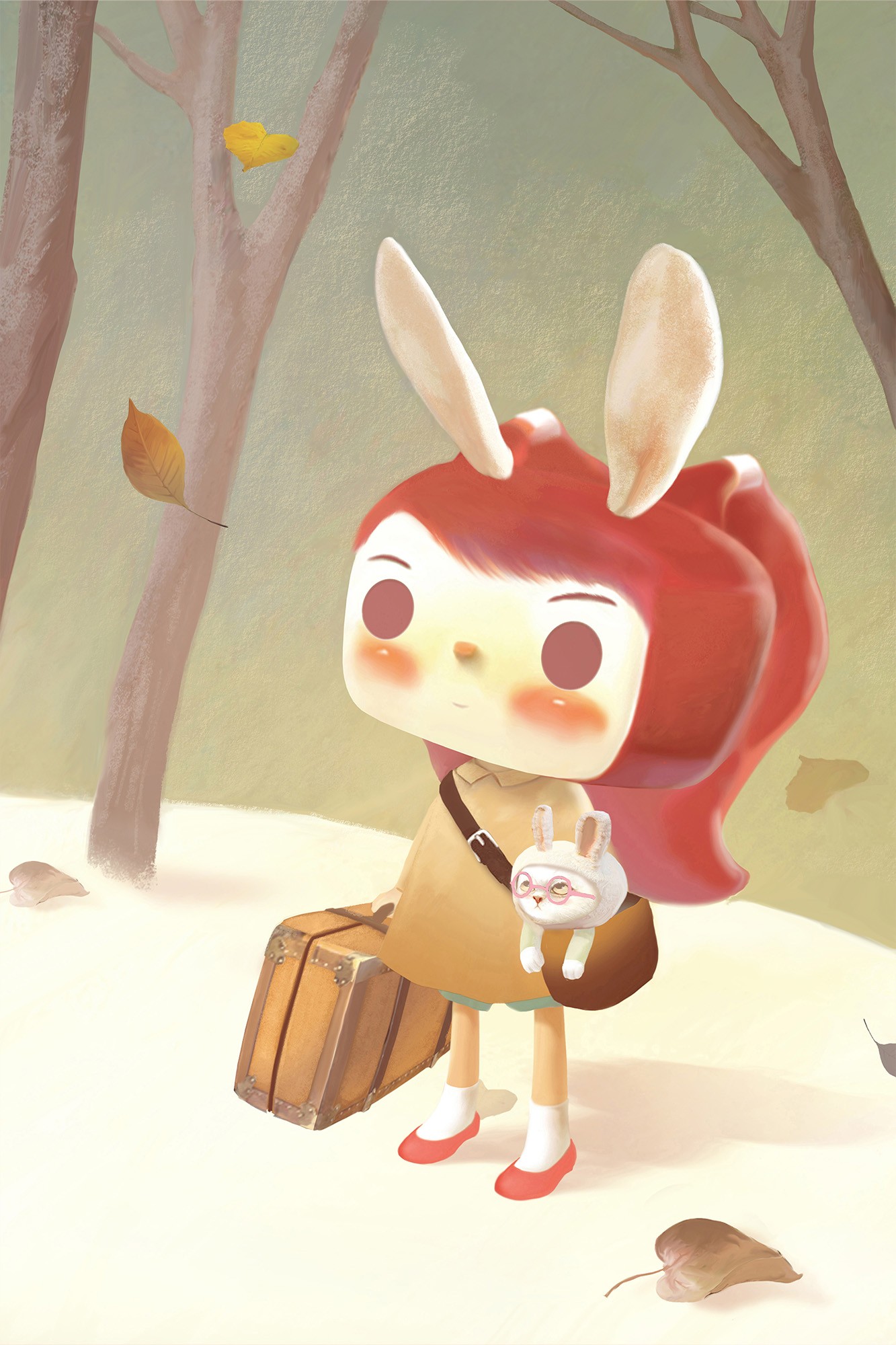 bunny girl autumn forest