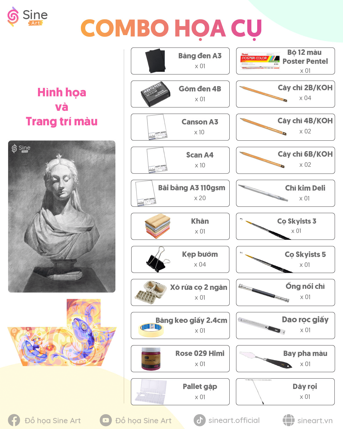 Combo họa cụ cho dân luyện thi vẽ khối V - khối H