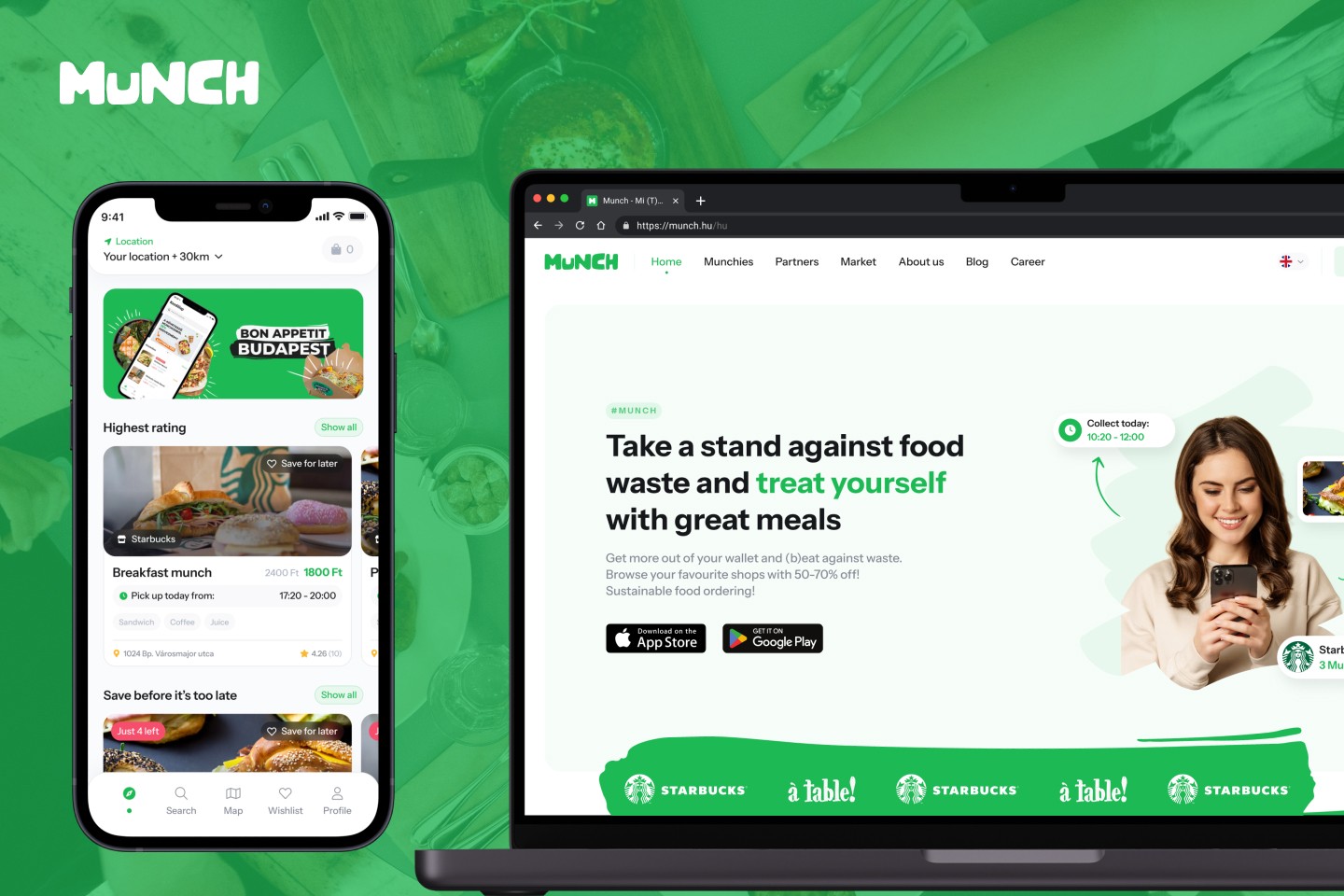 Munch application and landing page