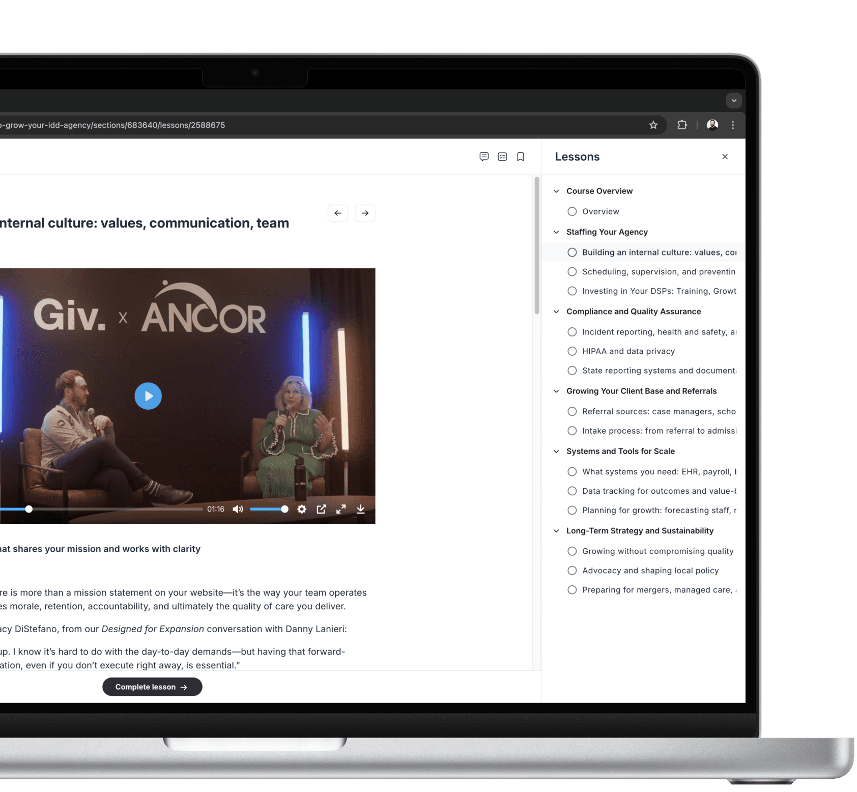 Online course in Giv Community.