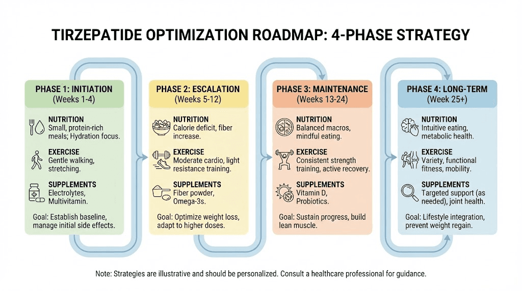 Tirzepatide weight loss optimization strategies by phase