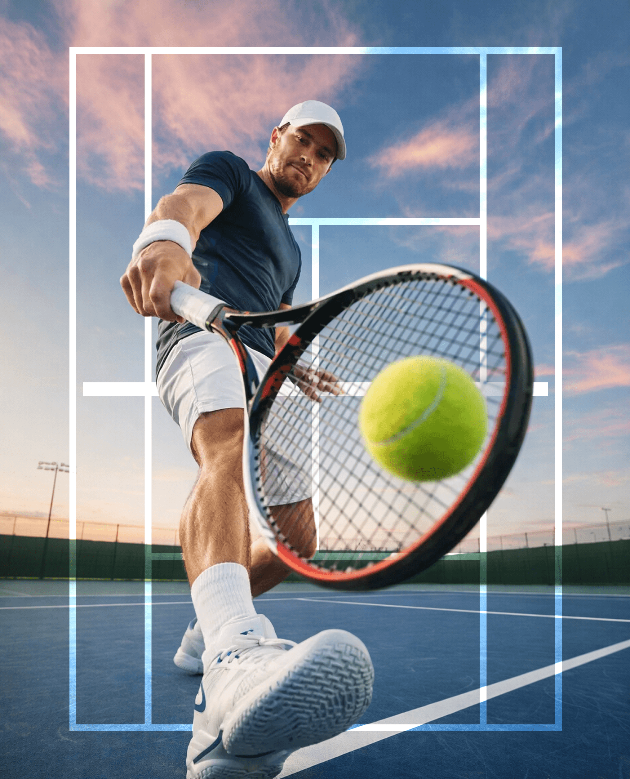 Joueur de tennis frappant une balle lors d’un match