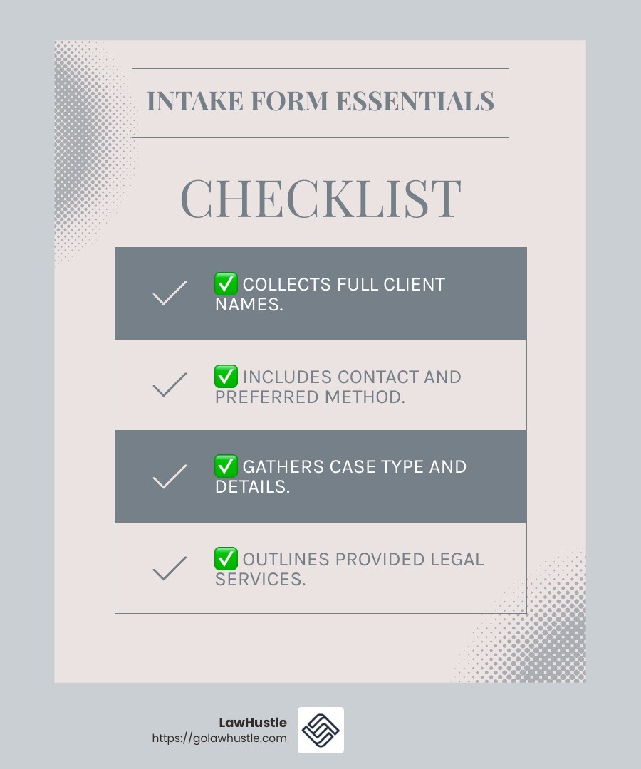 Clear and concise forms build trust and efficiency - client intake form law firm infographic checklist-light-blue-grey