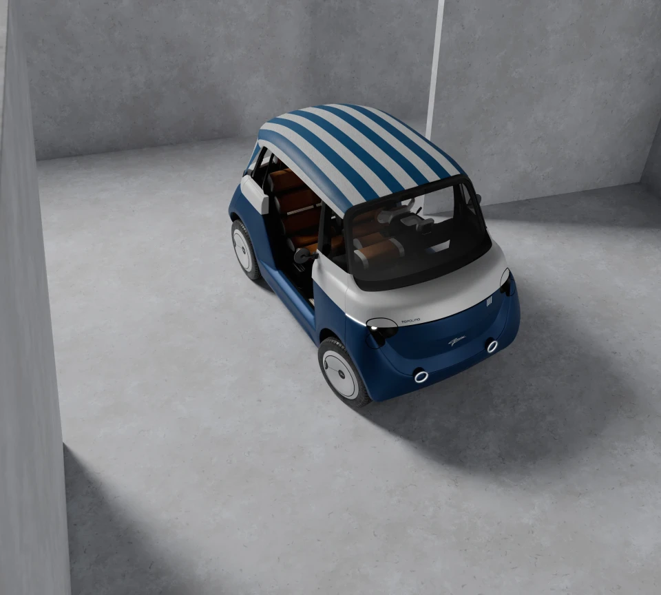 Topolino concept del 2024, vista dall’alto a tre quarti