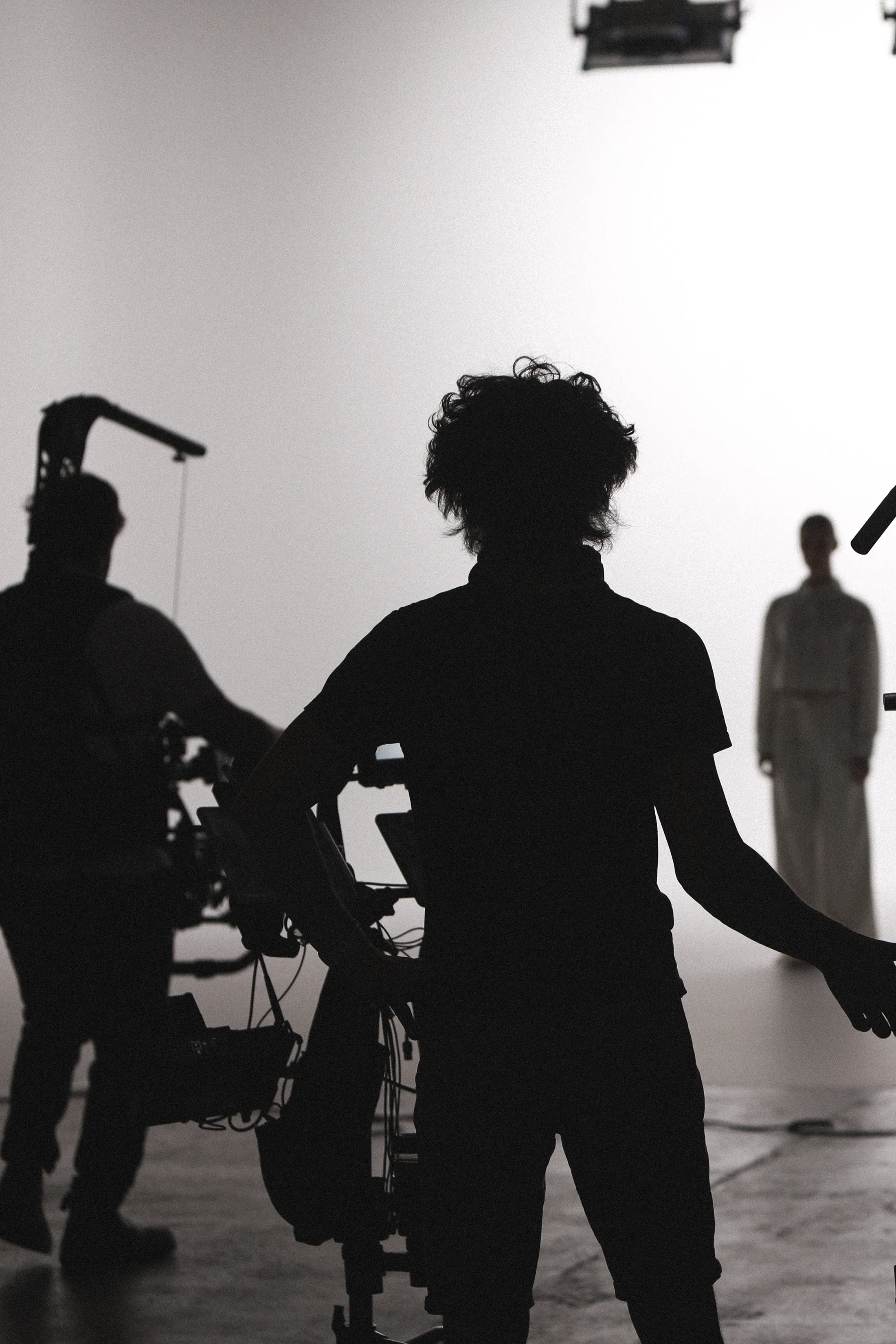 Behind-the-scenes photography documenting the production of the SRW Cel e campaign film