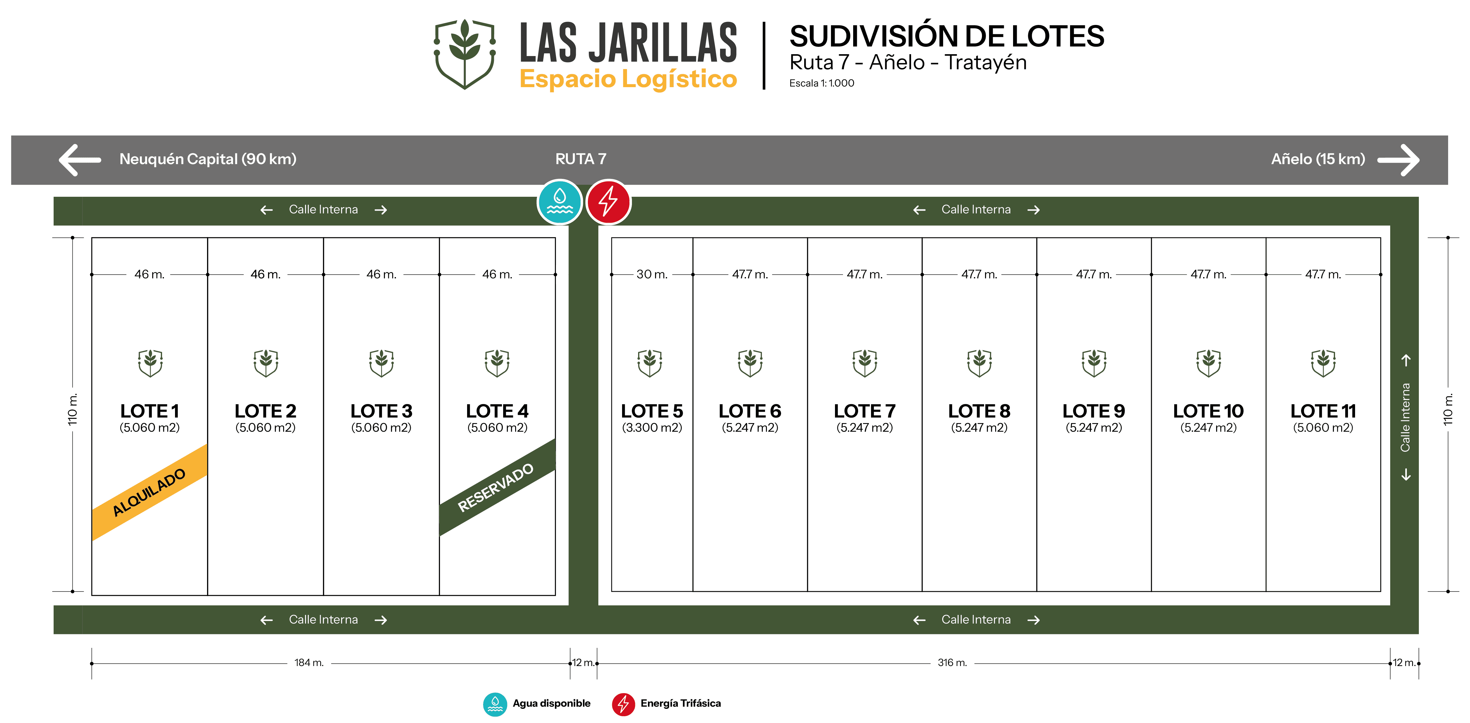 Plano con lotes de Centro Logistico Añelo
