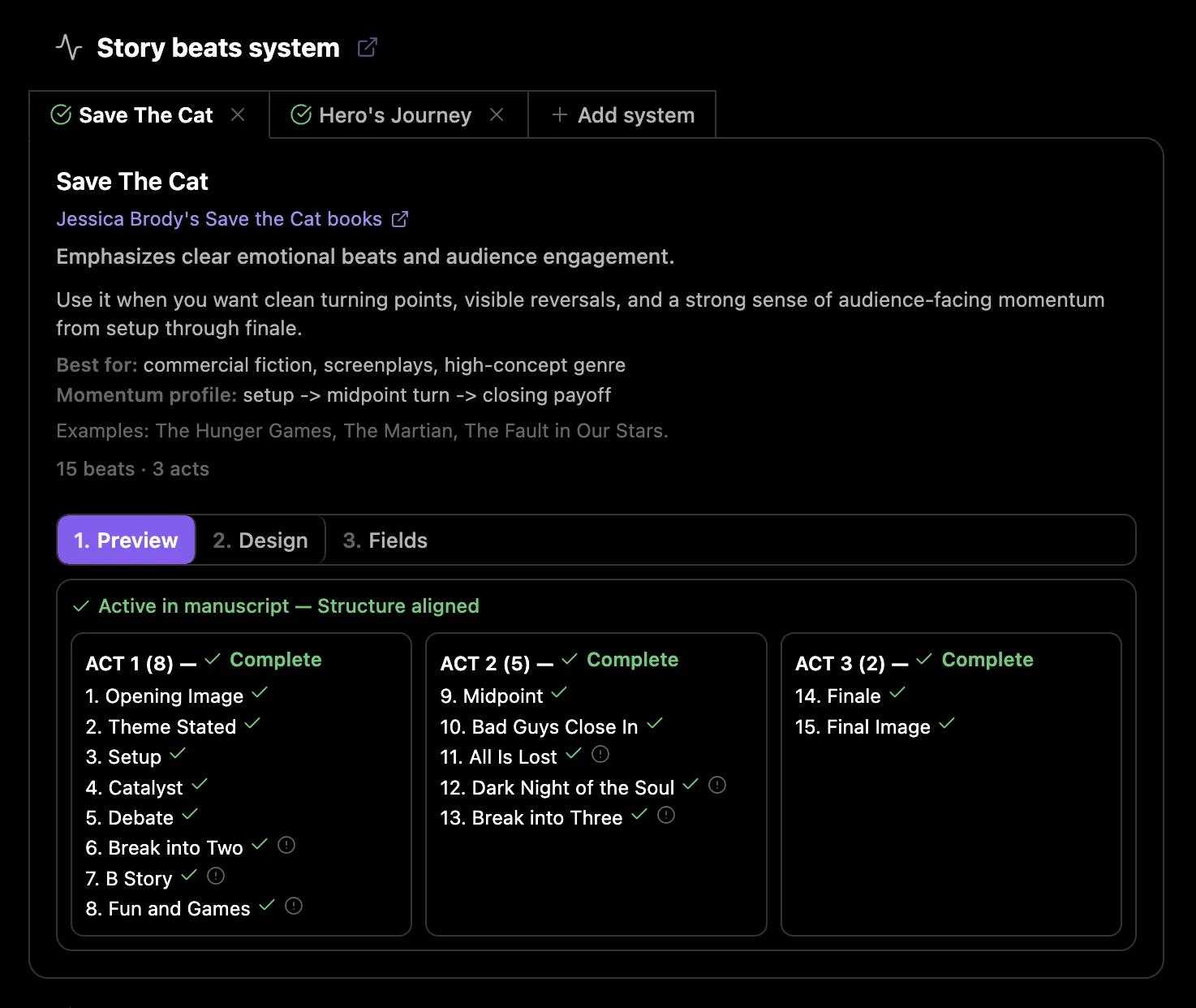 Beats system settings