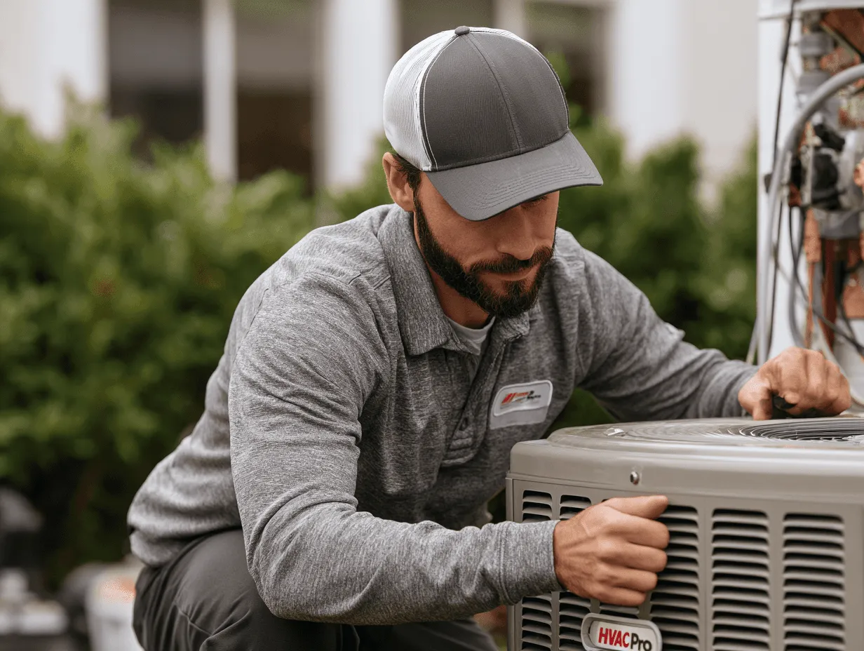 HVAC tech installing generator