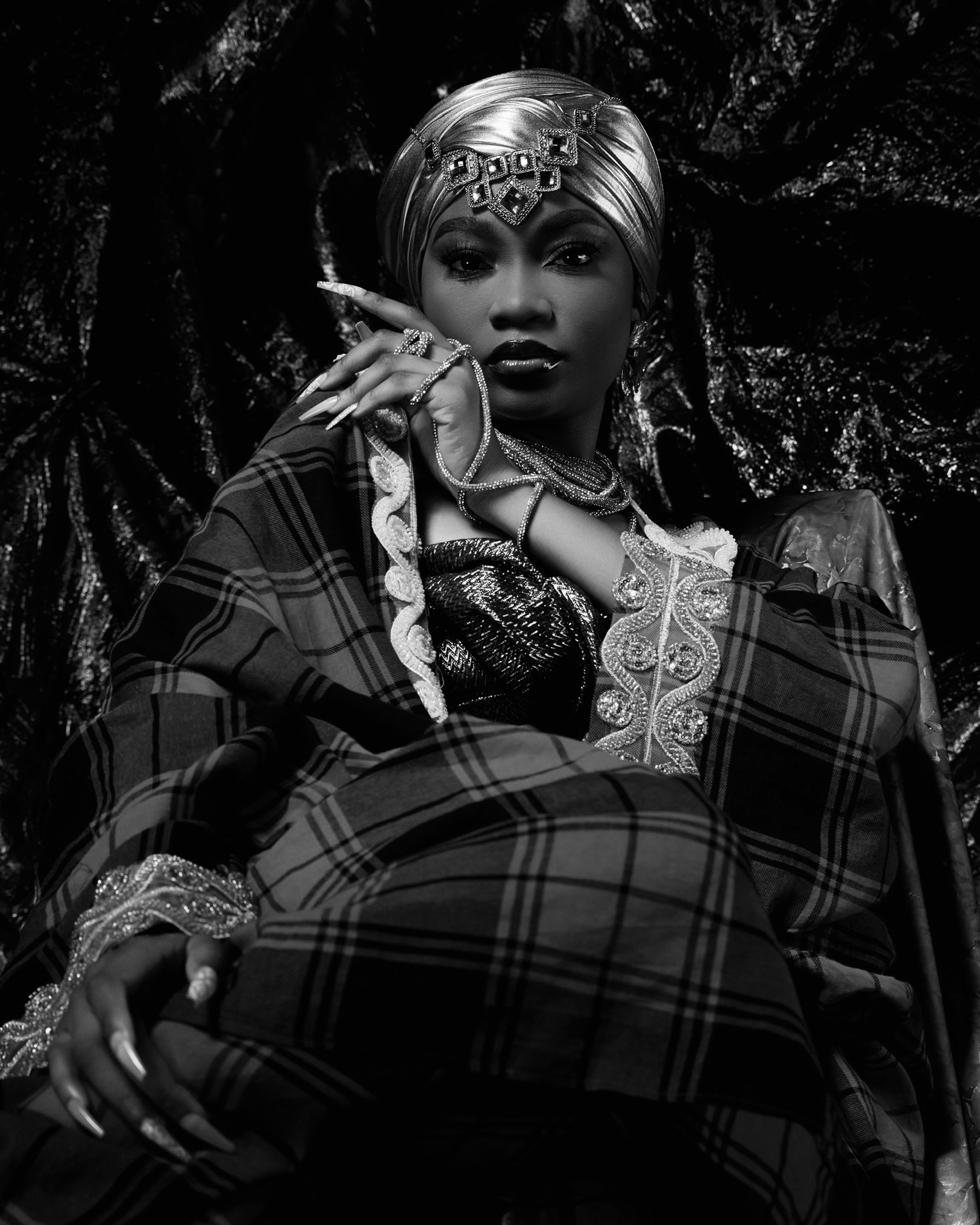 Girl with glasses look up