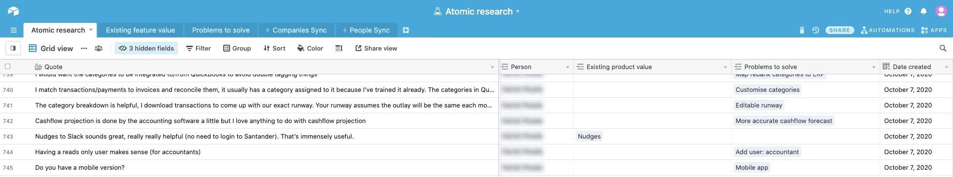 Screenshot of some research findings