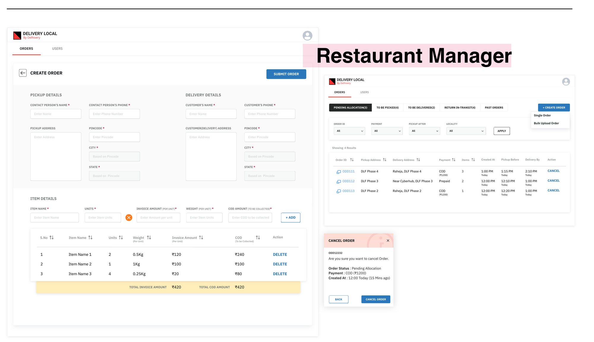 Cluster manager · restaurant manager · customer (2 of 3)