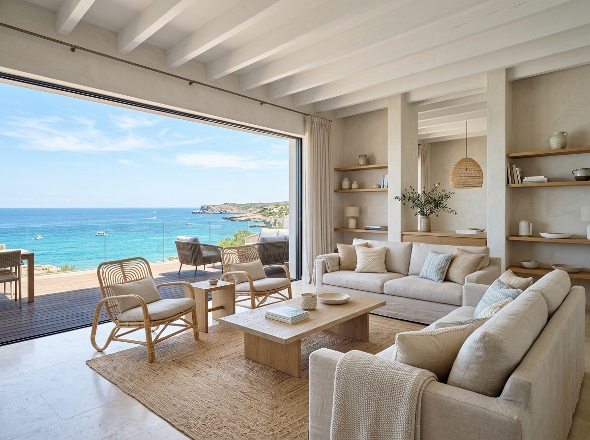 A sea-view living room