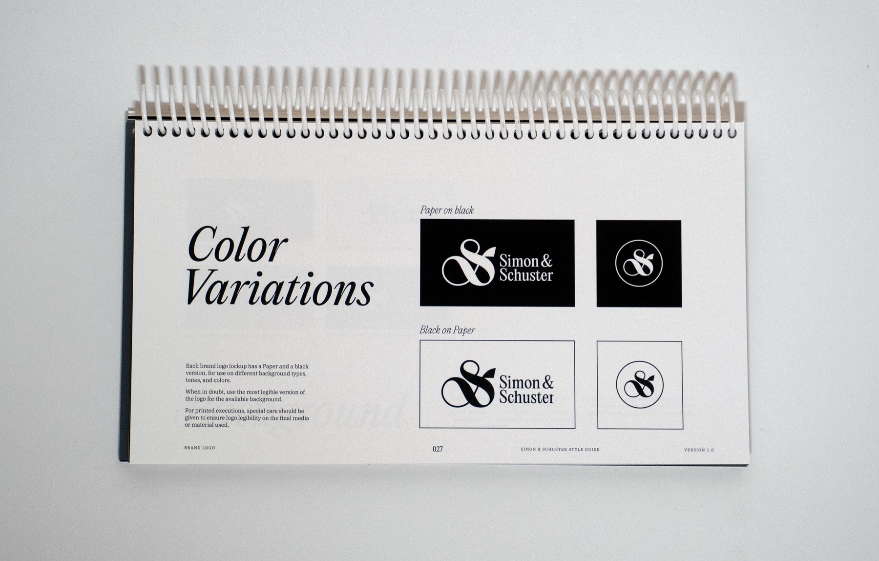 Simon & Schuster brand guidelines spread 26