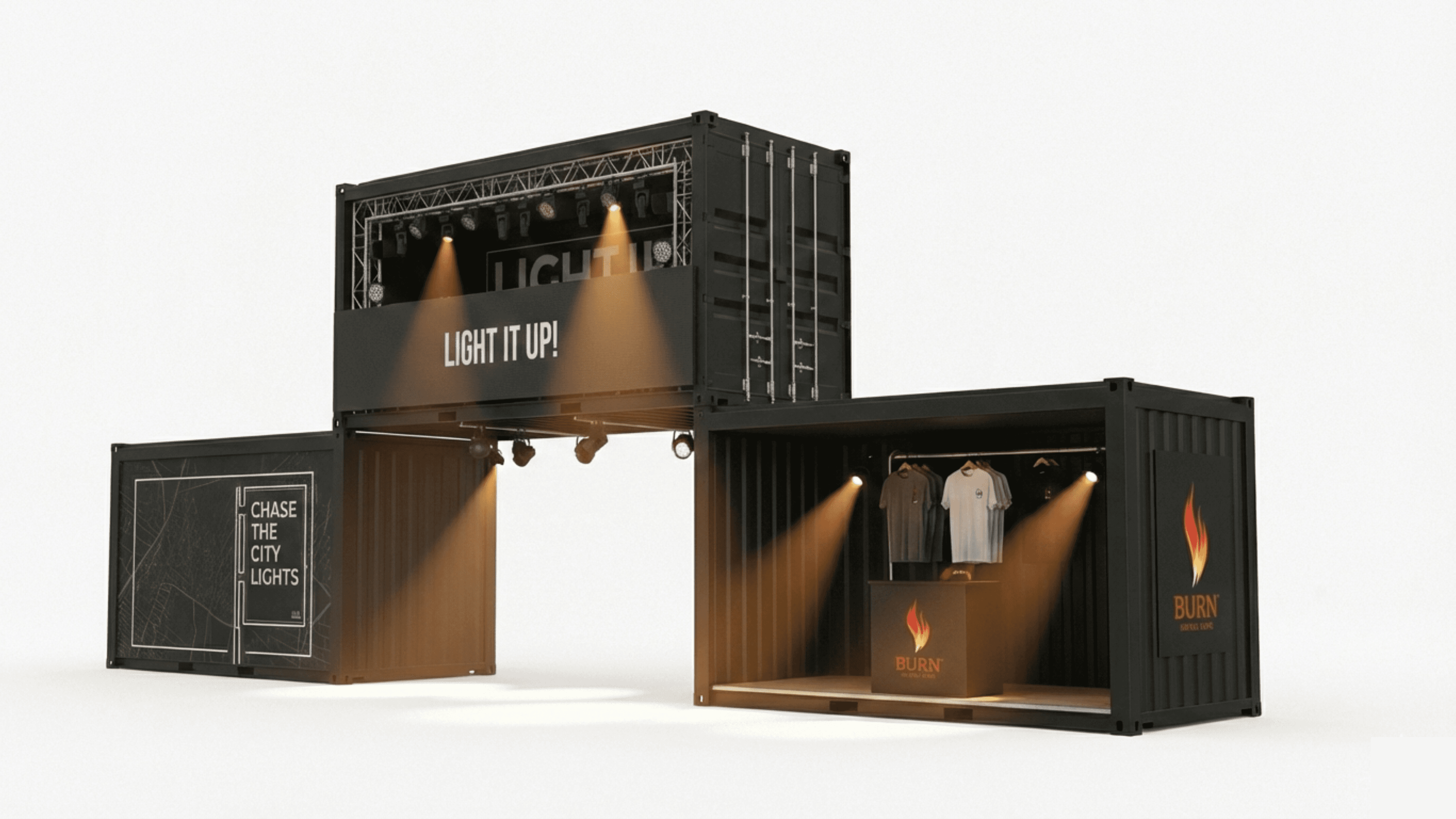 Spațiu de activare Burn cu containere la Electric Castle