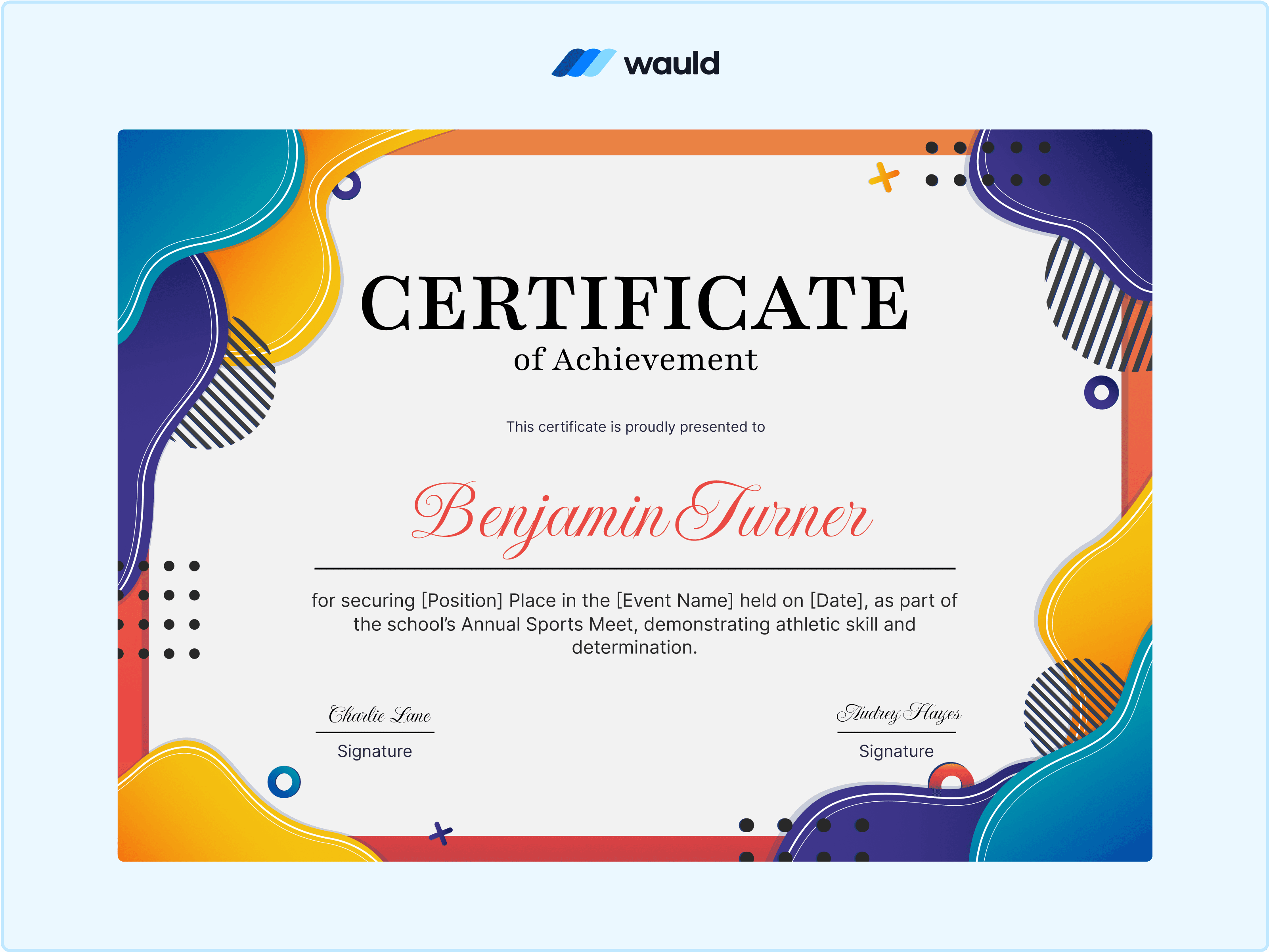Wauld - Vibrant certificate of achievement template