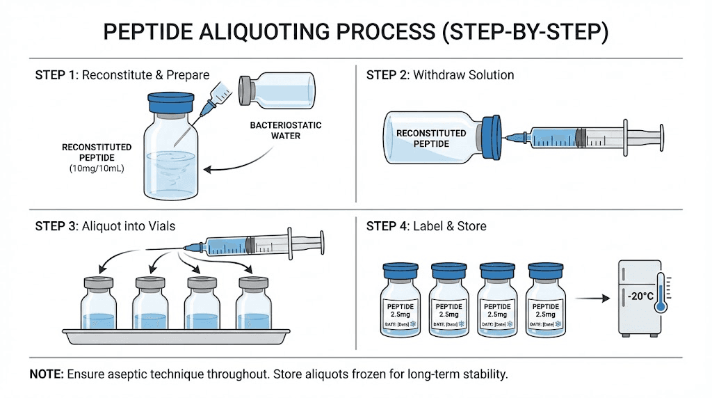 How to aliquot reconstituted peptides for storage