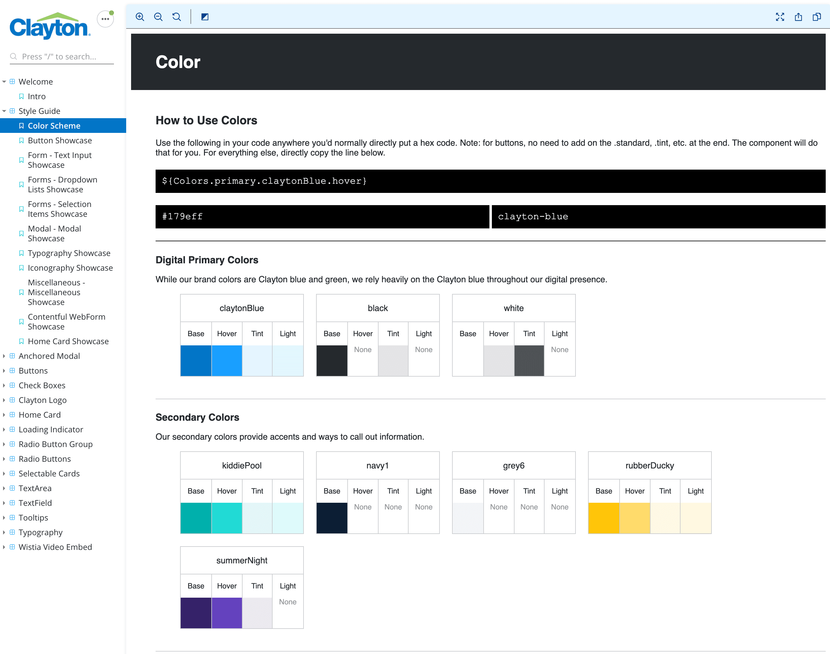 Component Library Colors