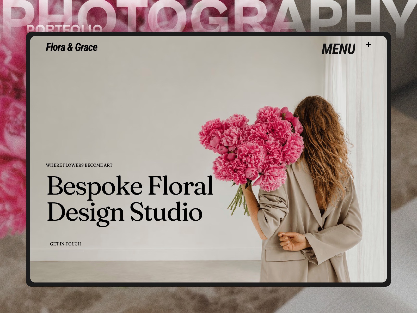 Flora&Grace is a Framer portfolio website template for photographers, flower designers, florists and creative businesses.