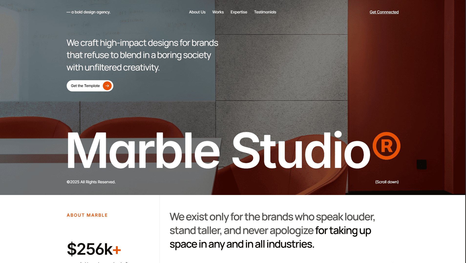 Marble Studio high-end creative agency website engineered by AgencyFlux.