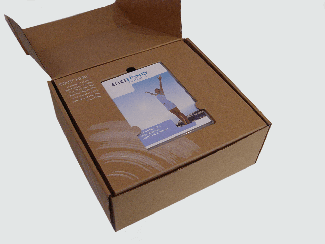 Broadband box open showing dvd