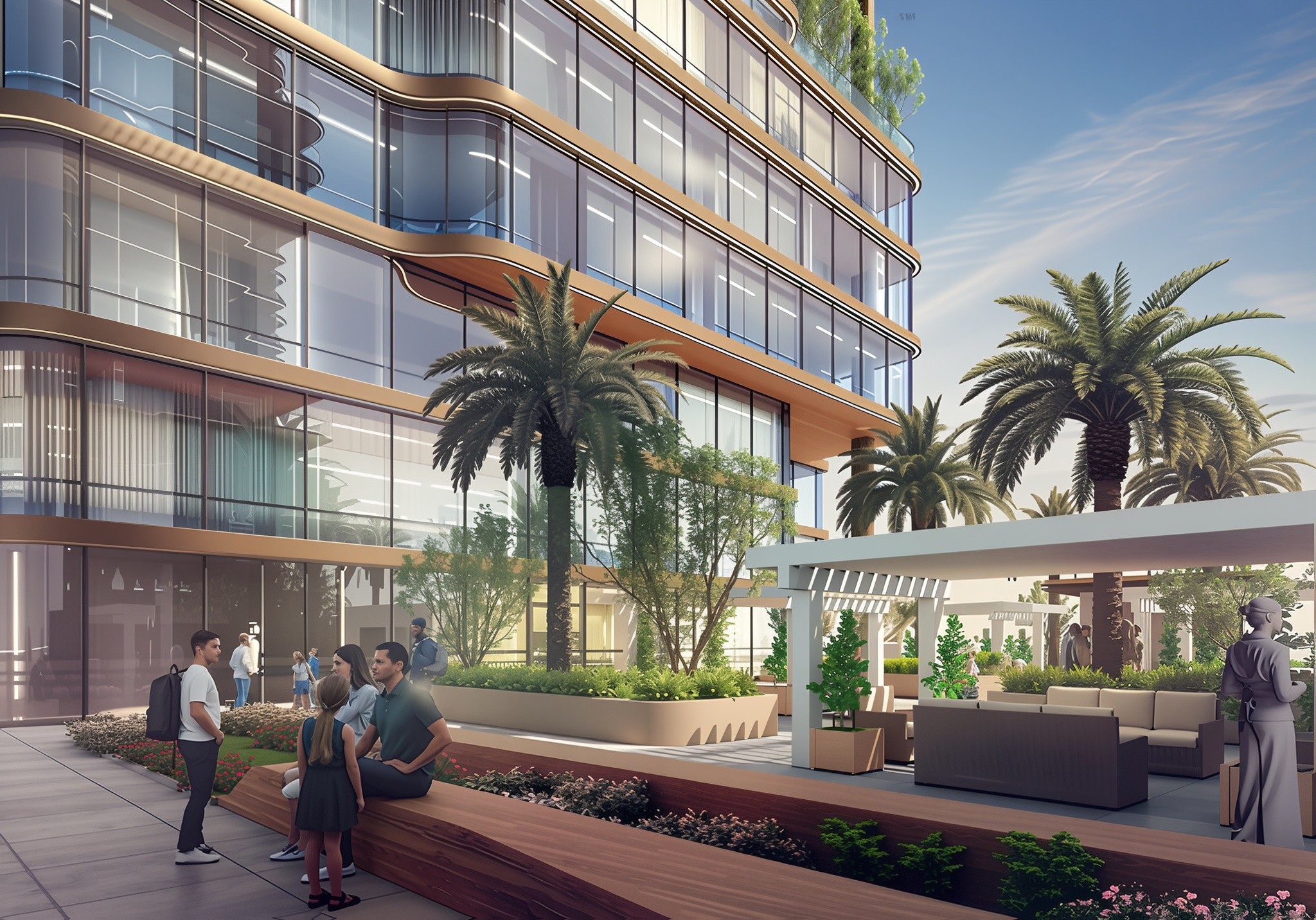 Two radiant atrium towers being built in the city, representing a new architectural landmark.