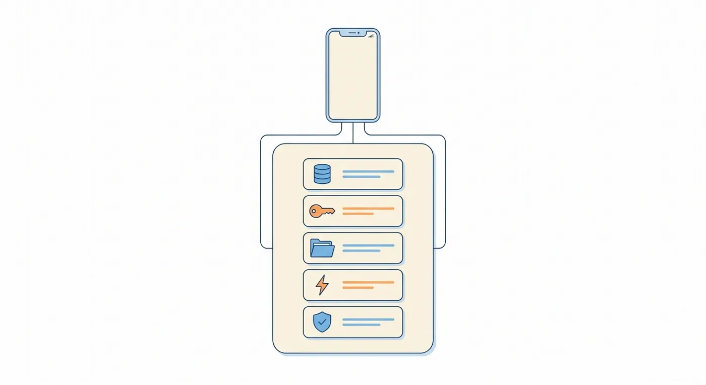 Managed backend for a social media app bundling database, authentication, storage, edge functions, and access control behind one mobile app