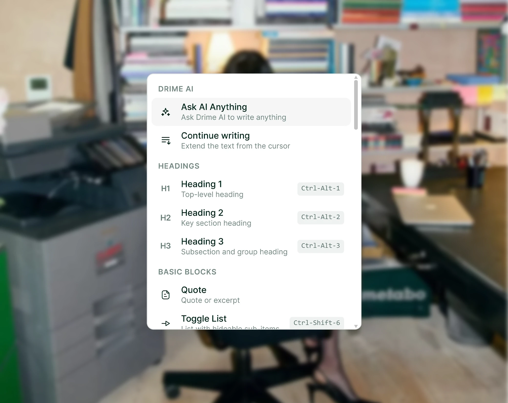 Drime workspace