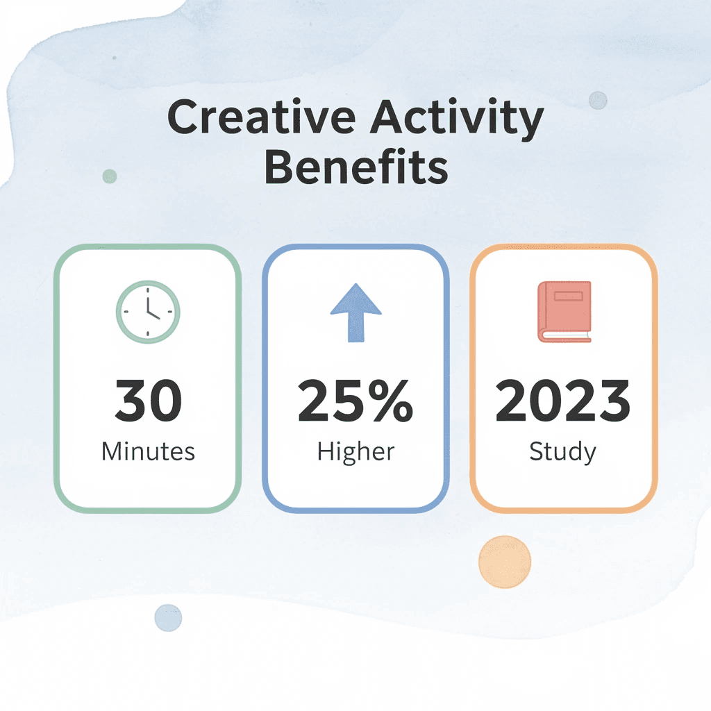 Statistics showing benefits of 30 minutes daily creative activities