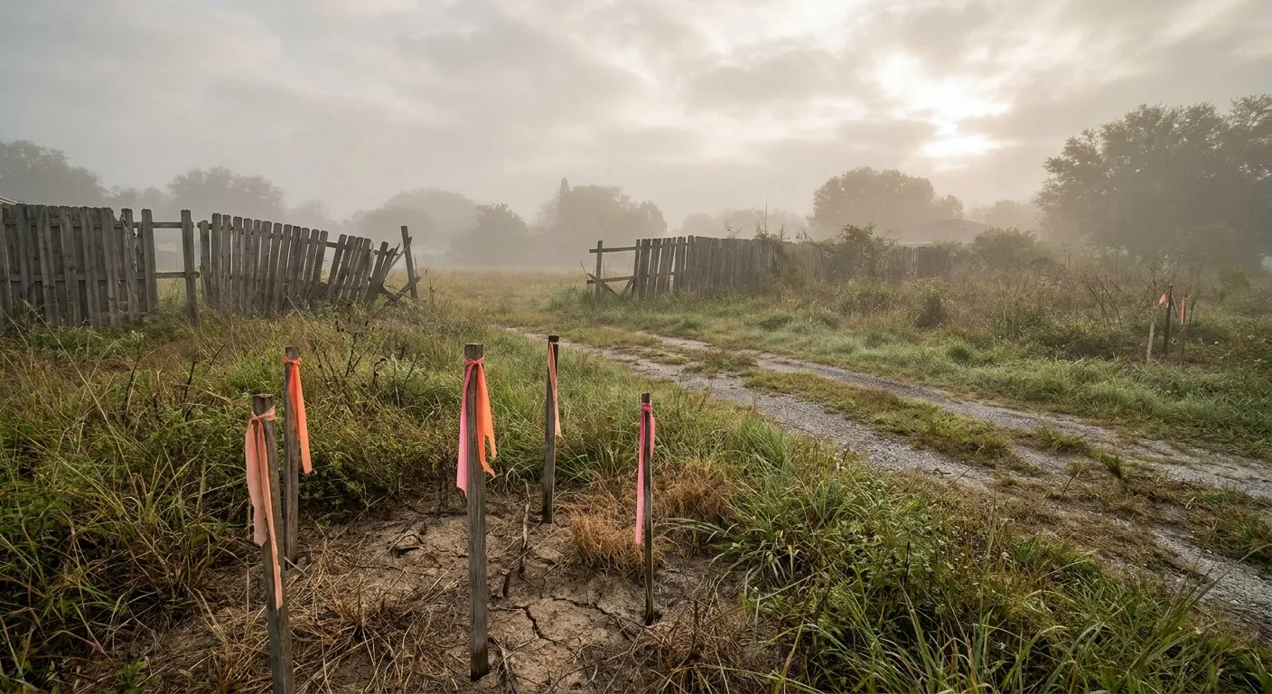 RockN' Socials Digital Marketing Agency: foggy field with fence and markers.