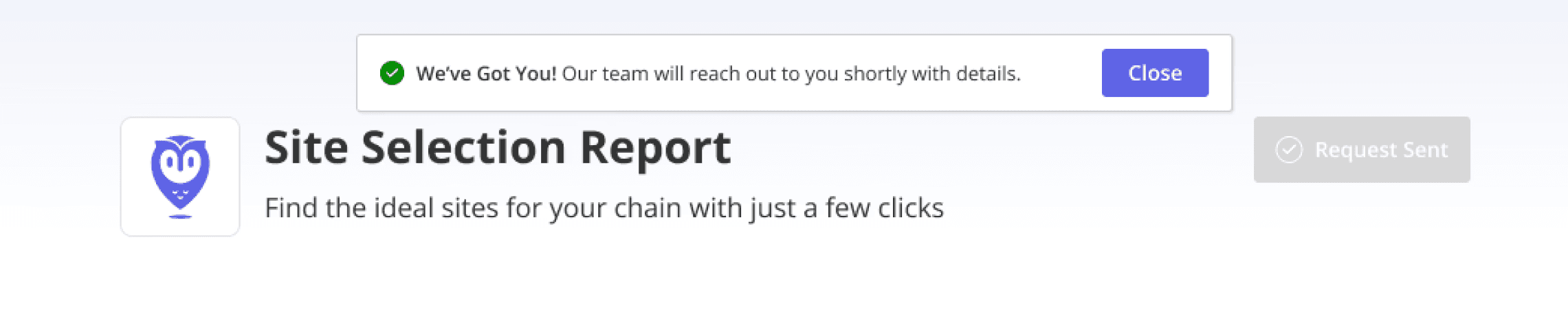 Image of a one-click success banner