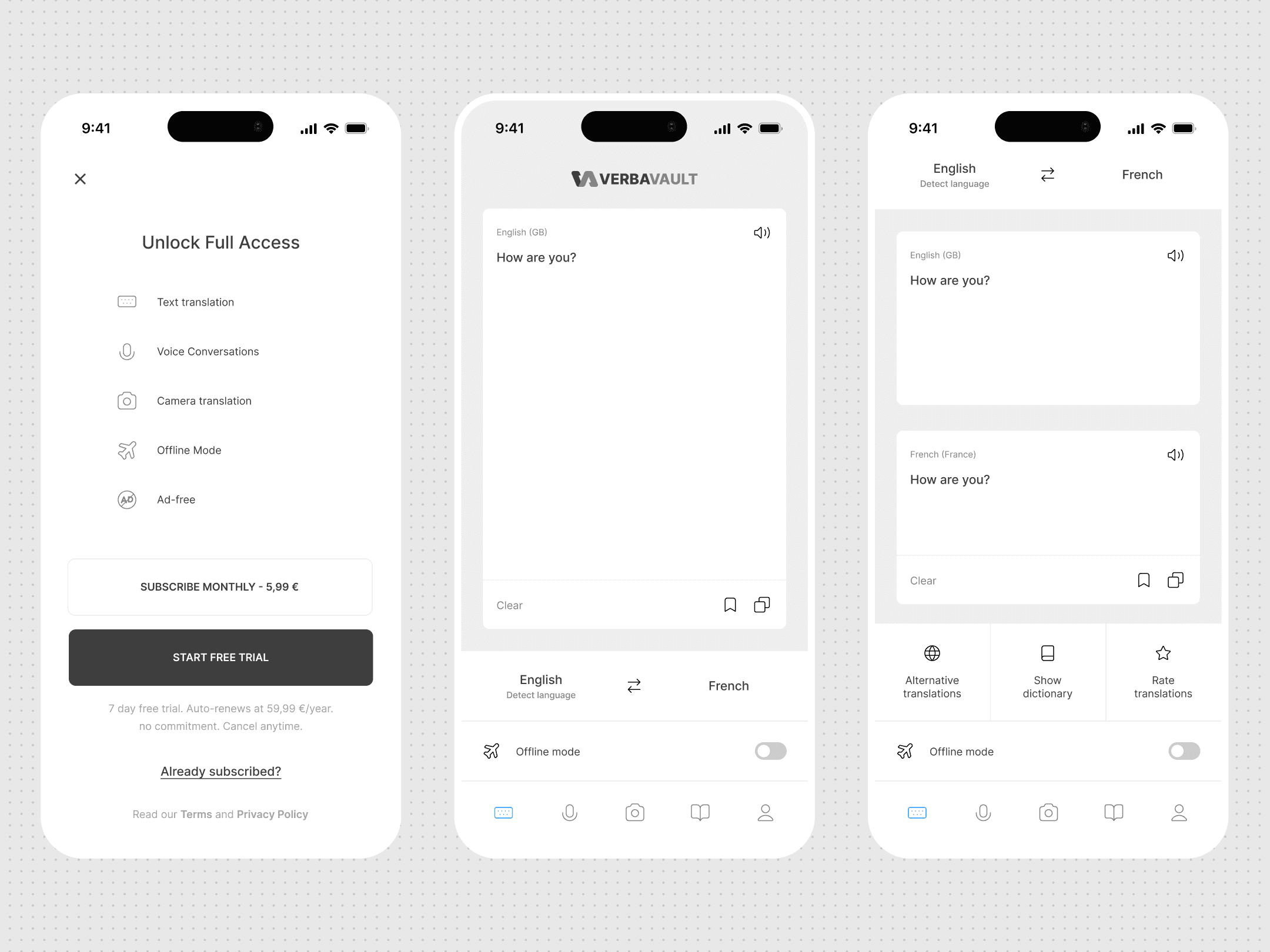 Image of VerbaVault Mobile App Design